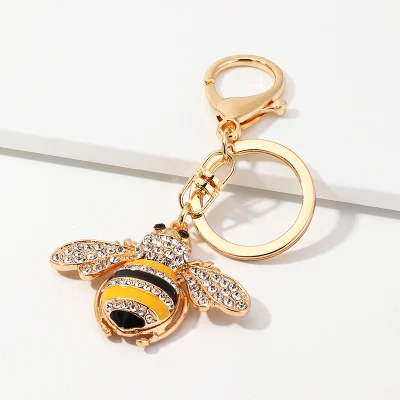 Porte-clés pendentif abeille mignon en alliage de Zircon, bijoux, cadeau, Animal, sac à main