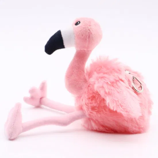 Gros réaliste animaux en peluche jouets sac à dos pince flamant rose oiseaux porte-clés porte-clés pour sac 12 cm doux en peluche porte-clés